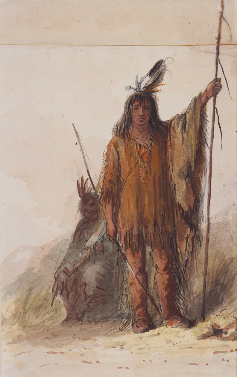War Dress, c.1837 (penna, penna och bläck, akvarell och gouache på papper) av Alfred Jacob Miller