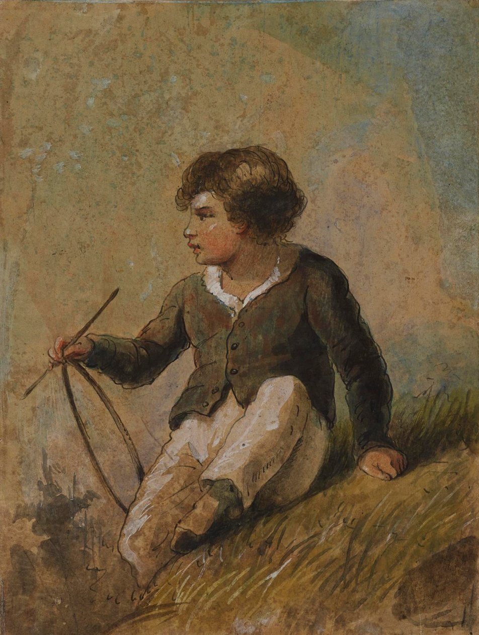 Ung pojke med ring och pinne av Alfred Jacob Miller
