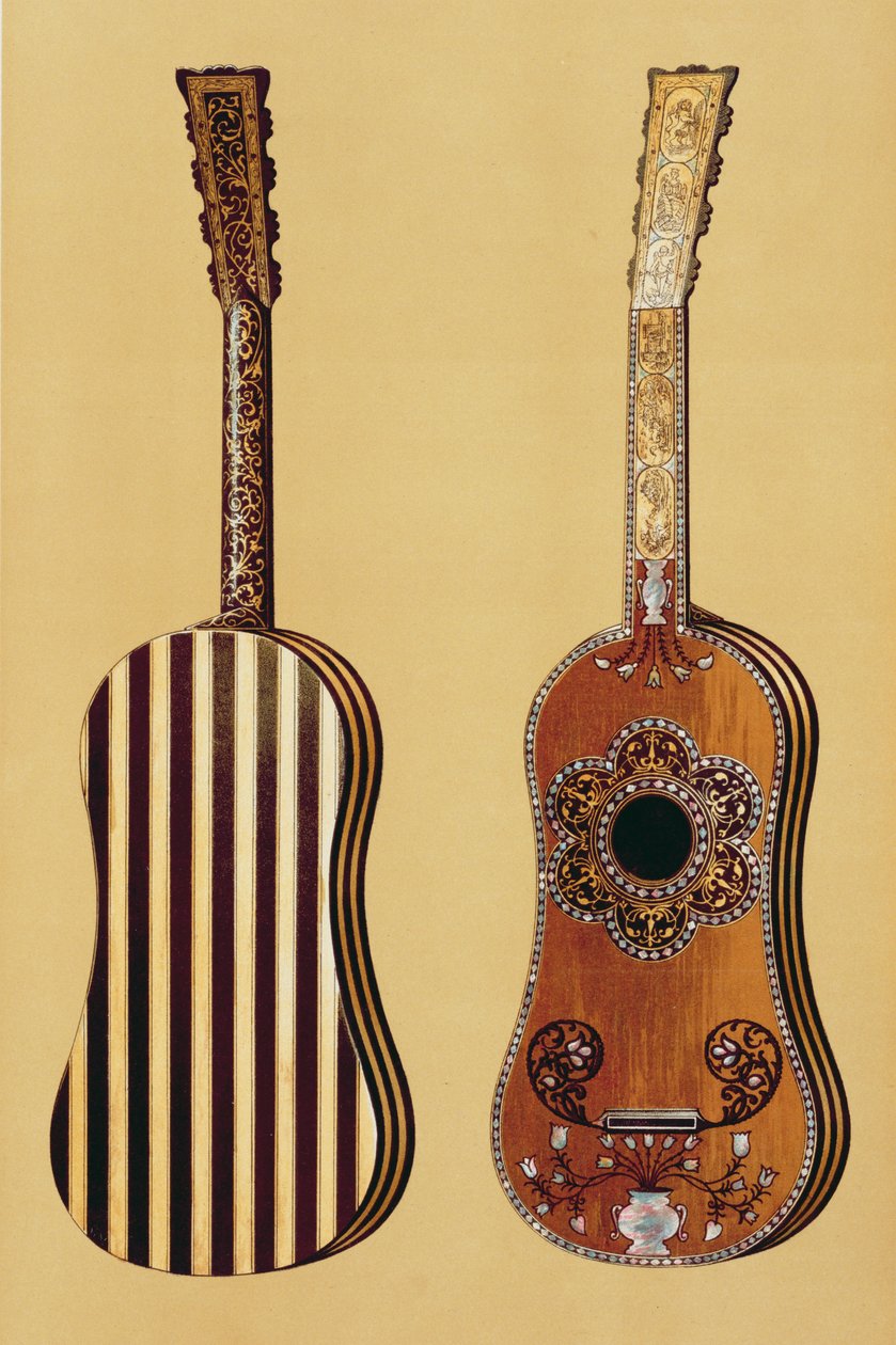 Gitarr inlagd med pärlemor, från 