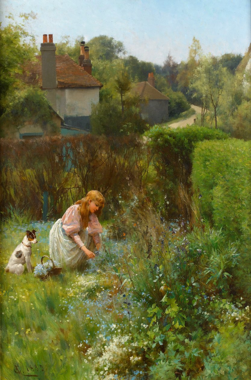 Plocka vilda blommor i häcken, 1895 av Alfred, Jr. Glendening