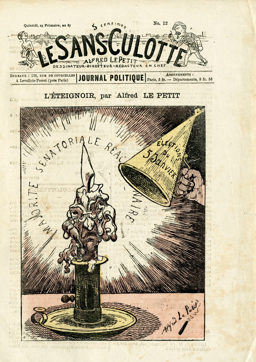Omslag till ""Le Sans-Panlotte"", nummer 12, Satirical in Color av Alfred Le Petit