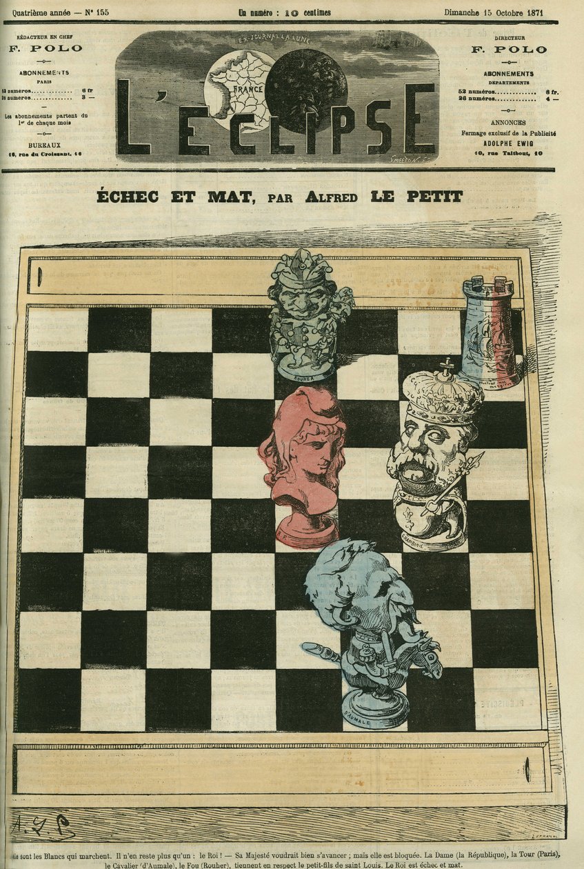 Misslyckande och mat, Dame-Republique, Tour-Paris, Cavalier-Duc av Aumale (1822-1897), Fou-Rouher (1814-1884) har svikit kung Louis-Philippe d