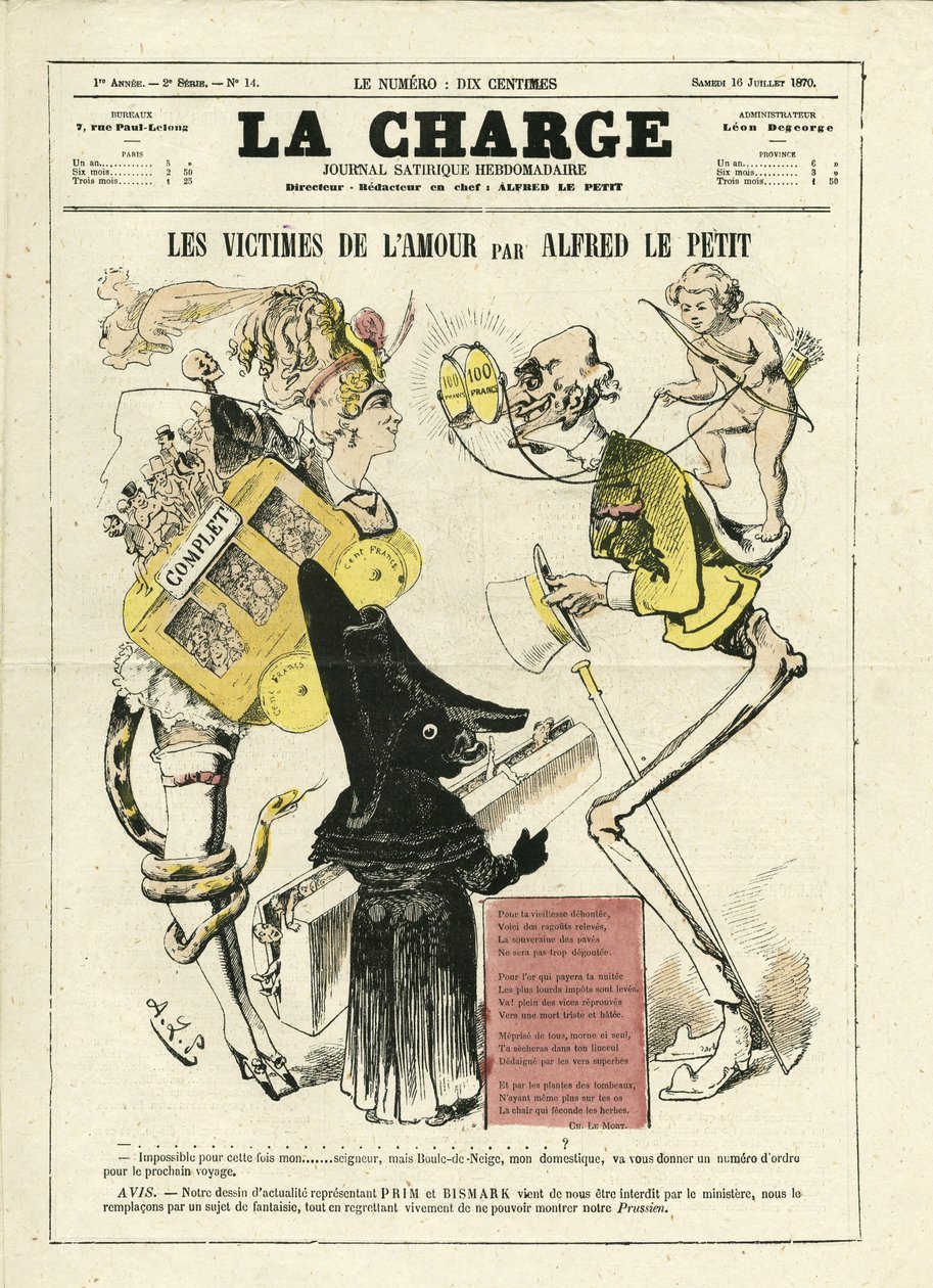 Illustration av Alfred Le Pete (1841-1909) för omslaget till La Charge (1870), nr 14 av Alfred Le Petit