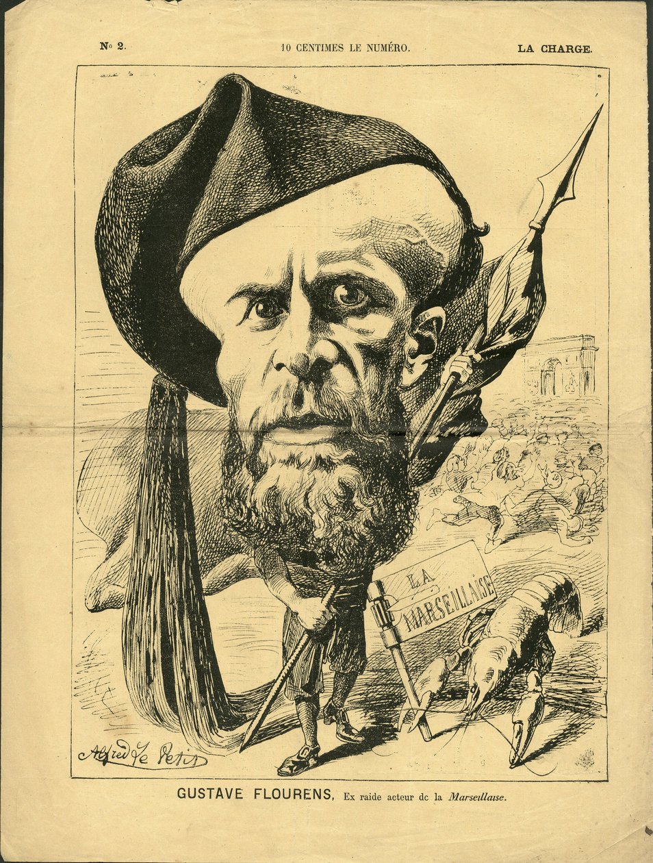 Illustration av Alfred Le Pete (1841-1909) i La Charge (1870), nr 2 - Flourens Emile av Alfred Le Petit