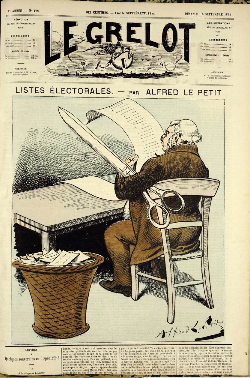Illustration till omslaget till Le Grelot, nr 178 av Alfred Le Petit