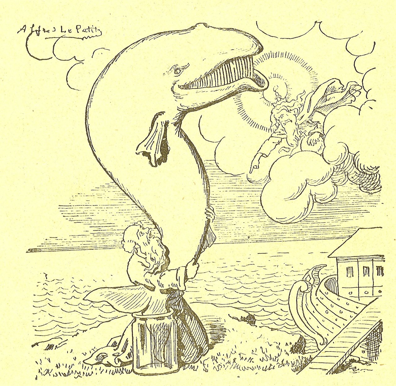 Illustration av Alfred Le Pete (1841-1909) i Gros-Jean och hans botemedel av Alfred Le Petit