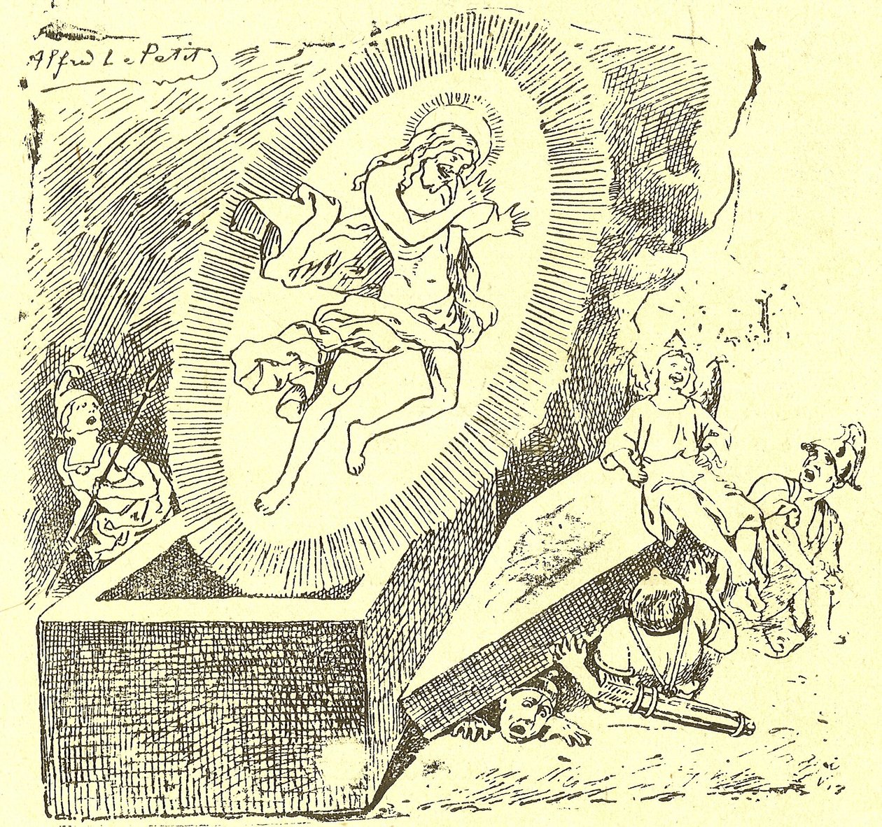 Illustration av Alfred Le Pete (1841-1909) i Gros-Jean och hans församling av Alfred Le Petit