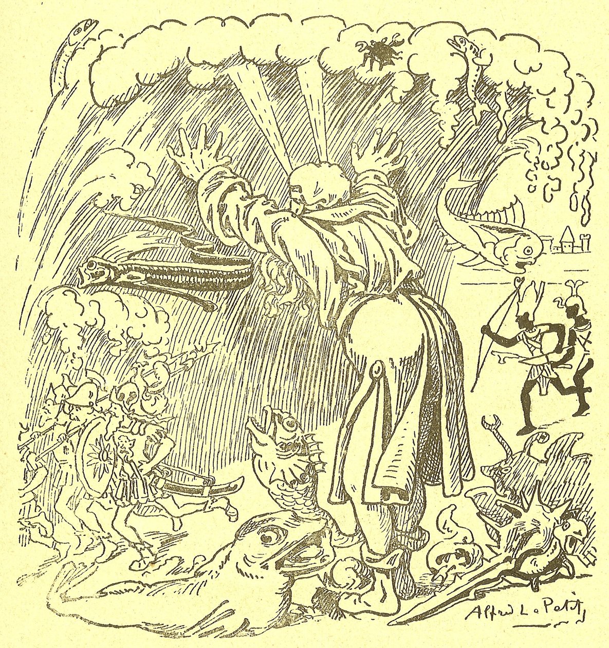 Illustration av Alfred Le Pete (1841-1909) i Gros-Jean et son kur av Alfred Le Petit