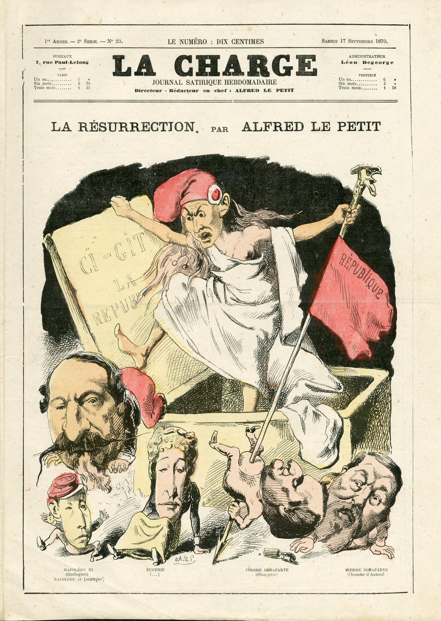 The Charge (1870), nummer 23, Satirical in Color av Alfred Le Petit