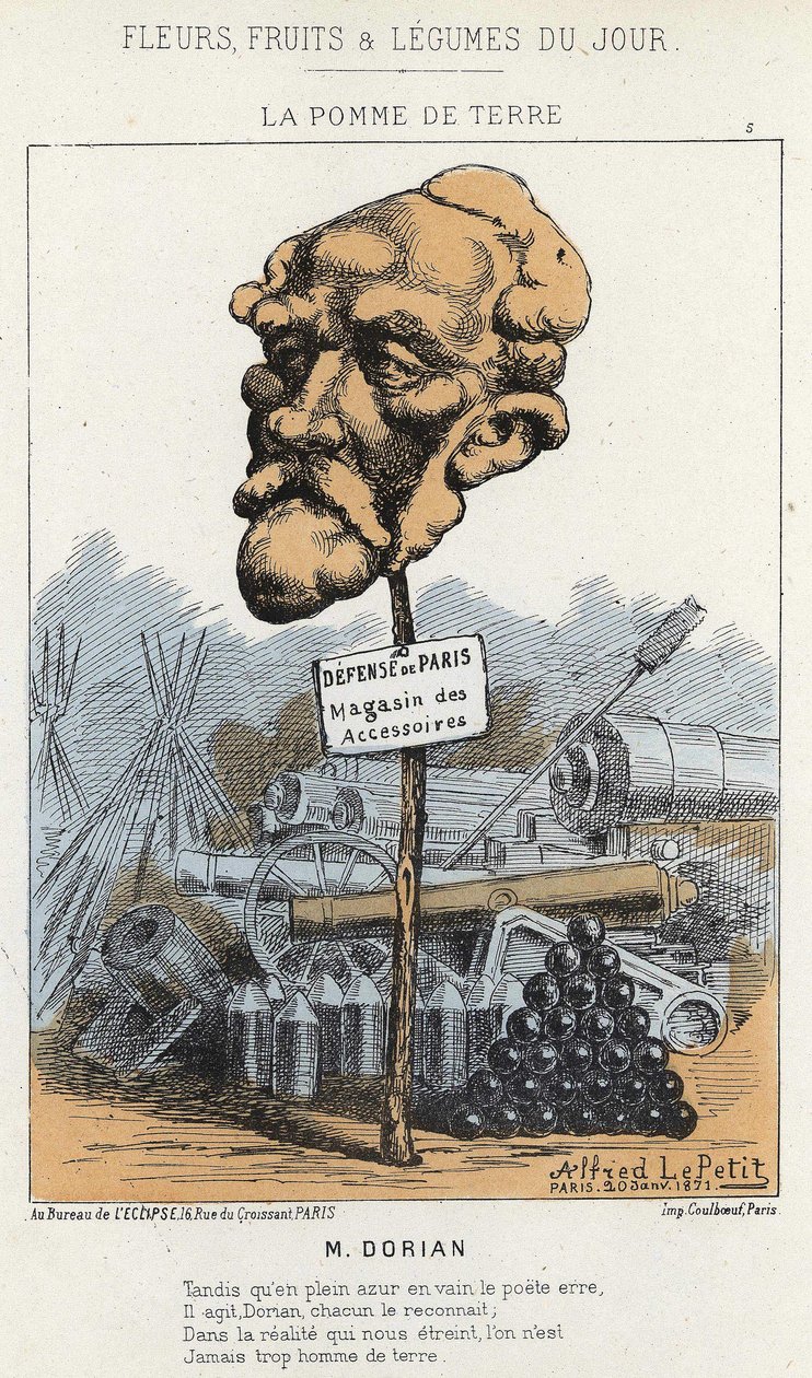 La Potato: Tecknad film om Dorian - ill. från 1871-01-20 i "Dagens blommor, frukter och grönsaker" av Alfred Le Petit