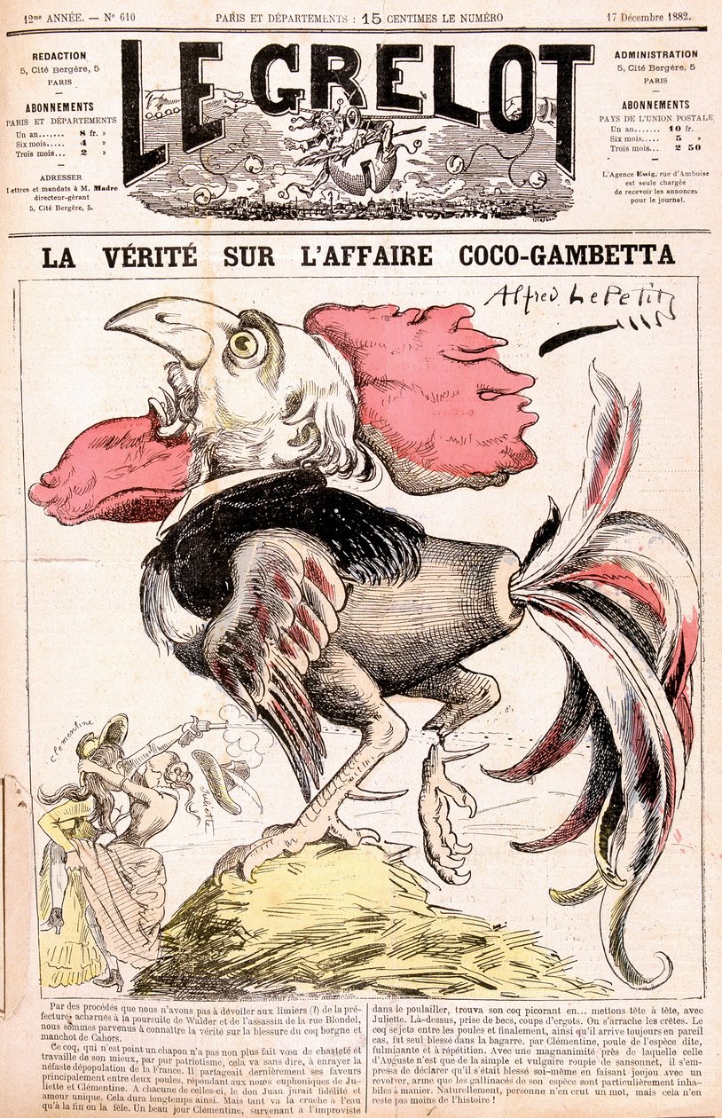 Sanningen om Coco-affären (Gambetta och dess "" kycklingar") - Gambetta - av Alfred Le Petitty, i "" Le Grelot""" av 17/12/1882 av Alfred Le Petit