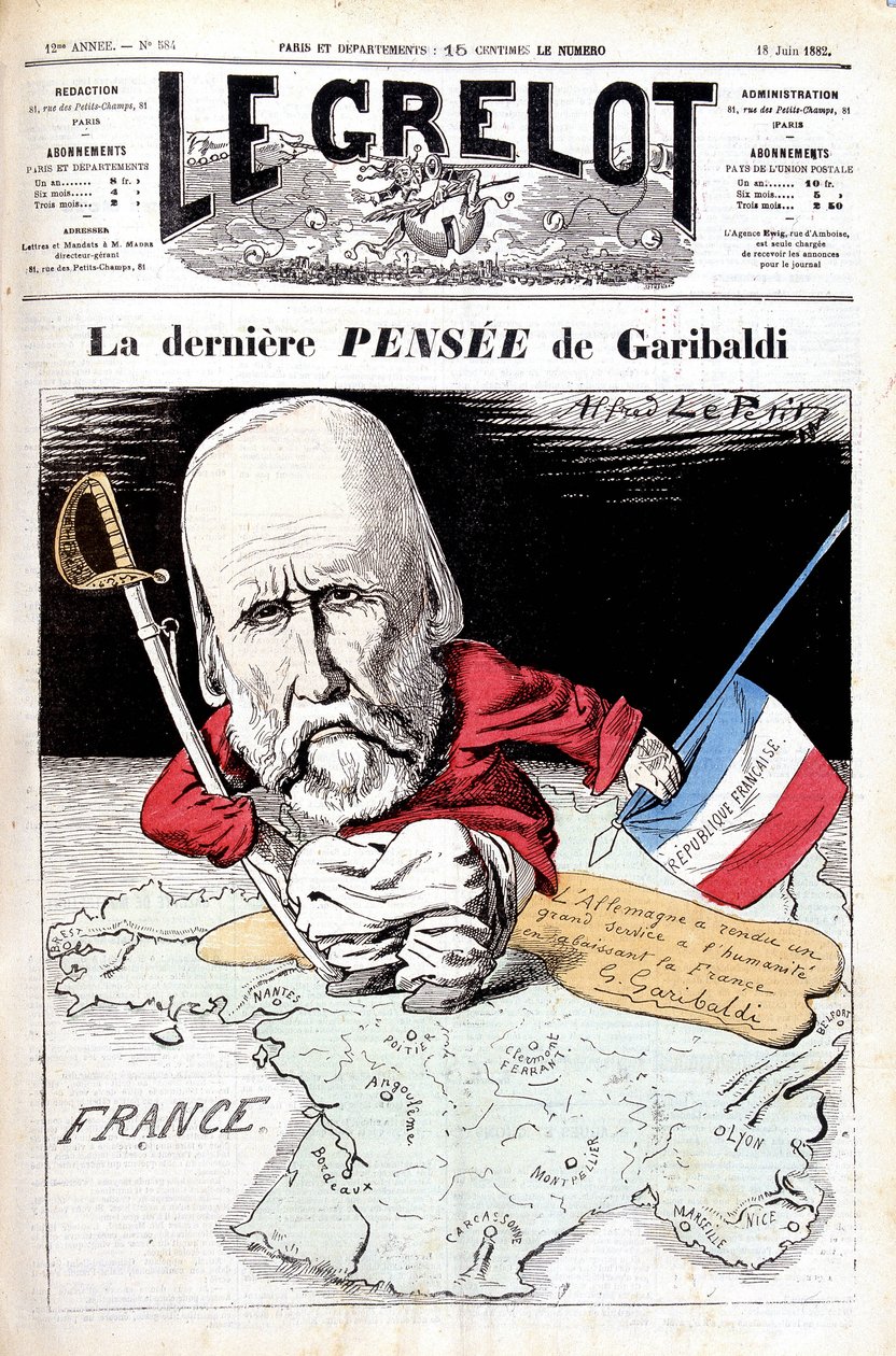 Sista tanken på Garibaldi. Karikatyr i Le bell av Alfred Le Petit