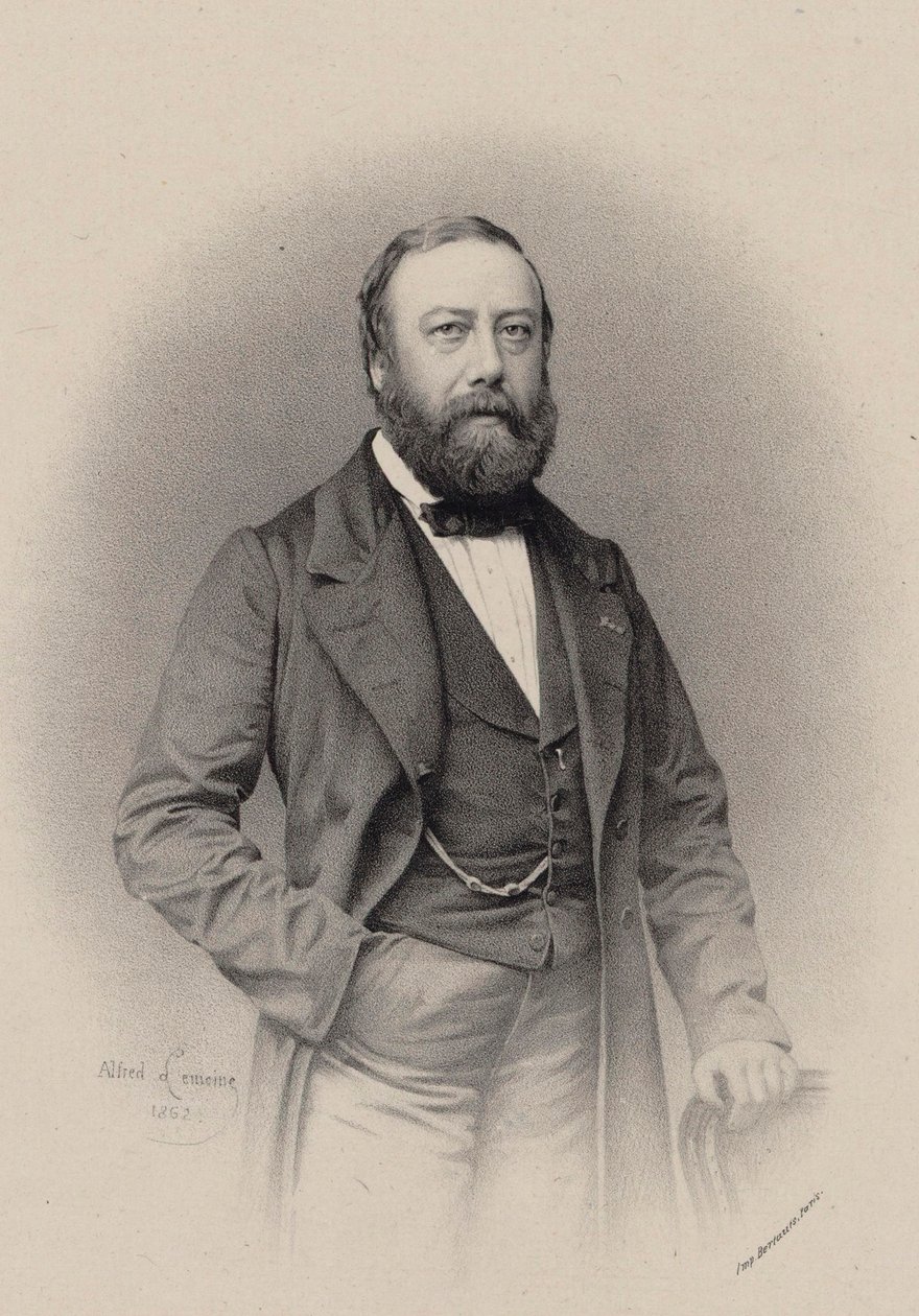 Porträtt av kompositören och sångaren Gustave Nadaud 1820-1893, 1862. av Alfred Lemoine