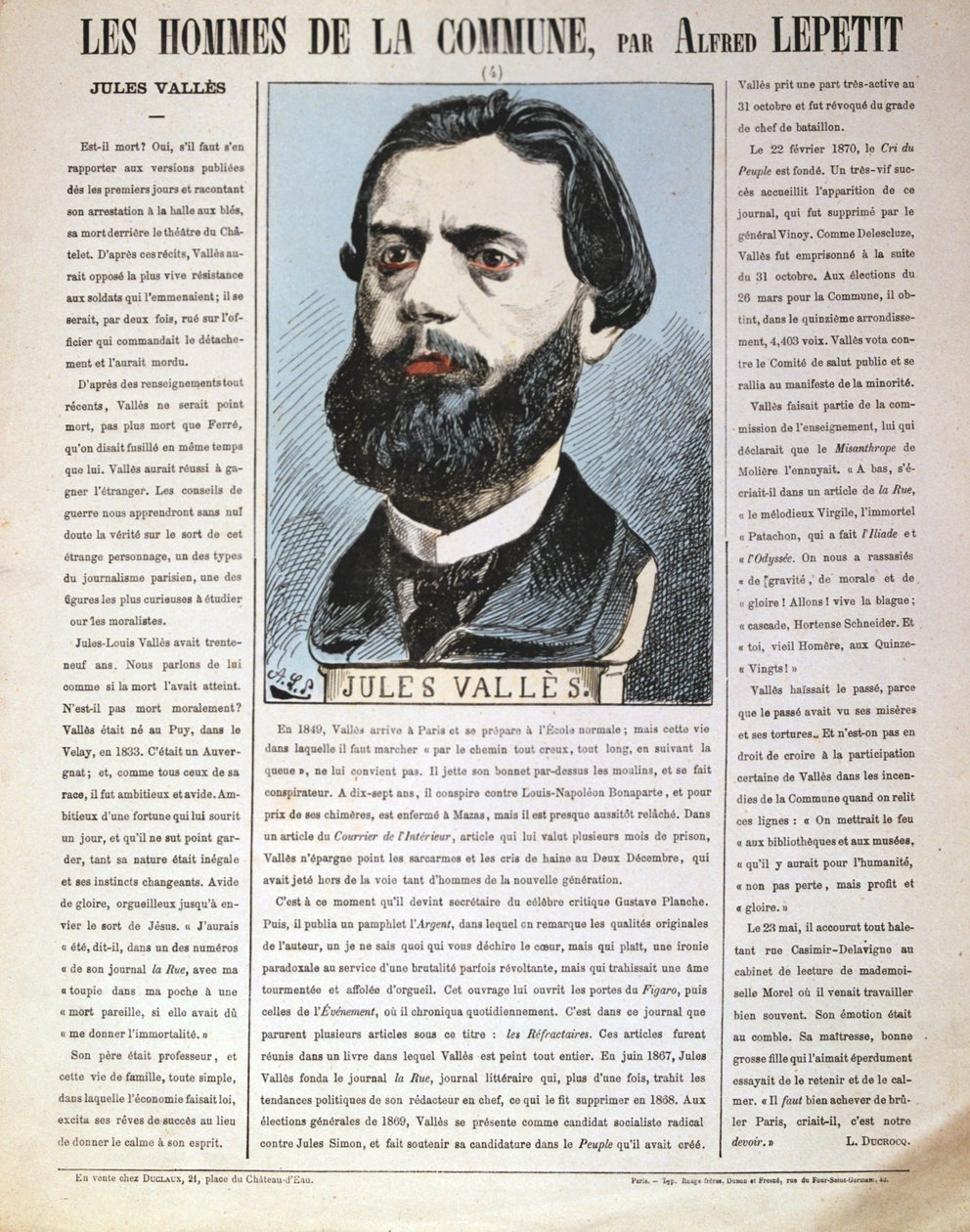 Jules Valles, fransk journalist, författare och medlem av Pariskommunen, 1871 av Alfred Lepetit