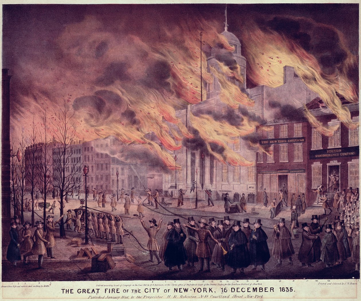 Den stora branden i New York, 1835 av Alfred M. Hoffy