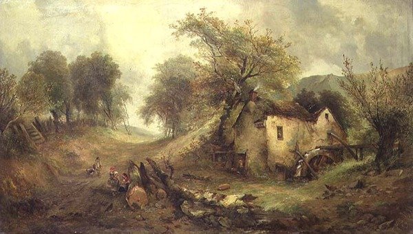 Barn på en stig vid en kvarn av Alfred Montague