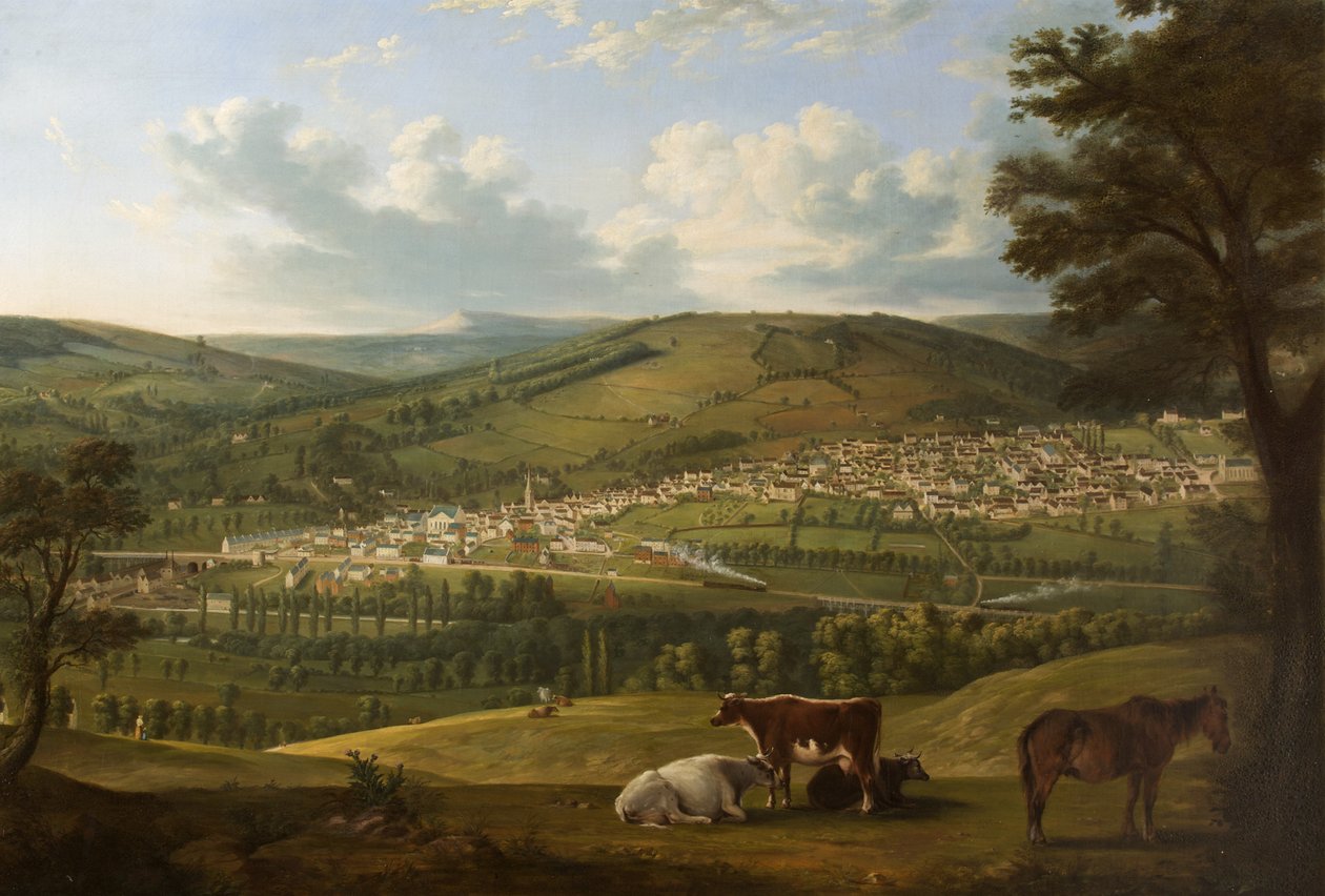 Stroud från nära Rodborough Fort, Gloucestershire av Alfred Newland Smith