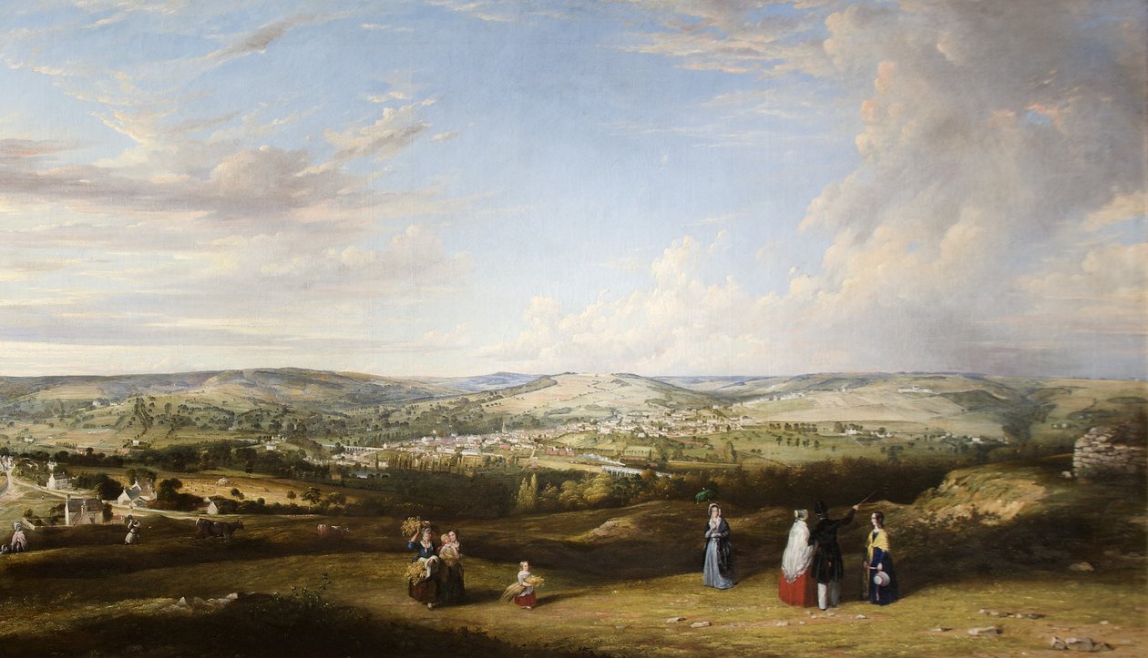 Stroud från nära Rodborough Fort, Gloucestershire av Alfred Newland Smith