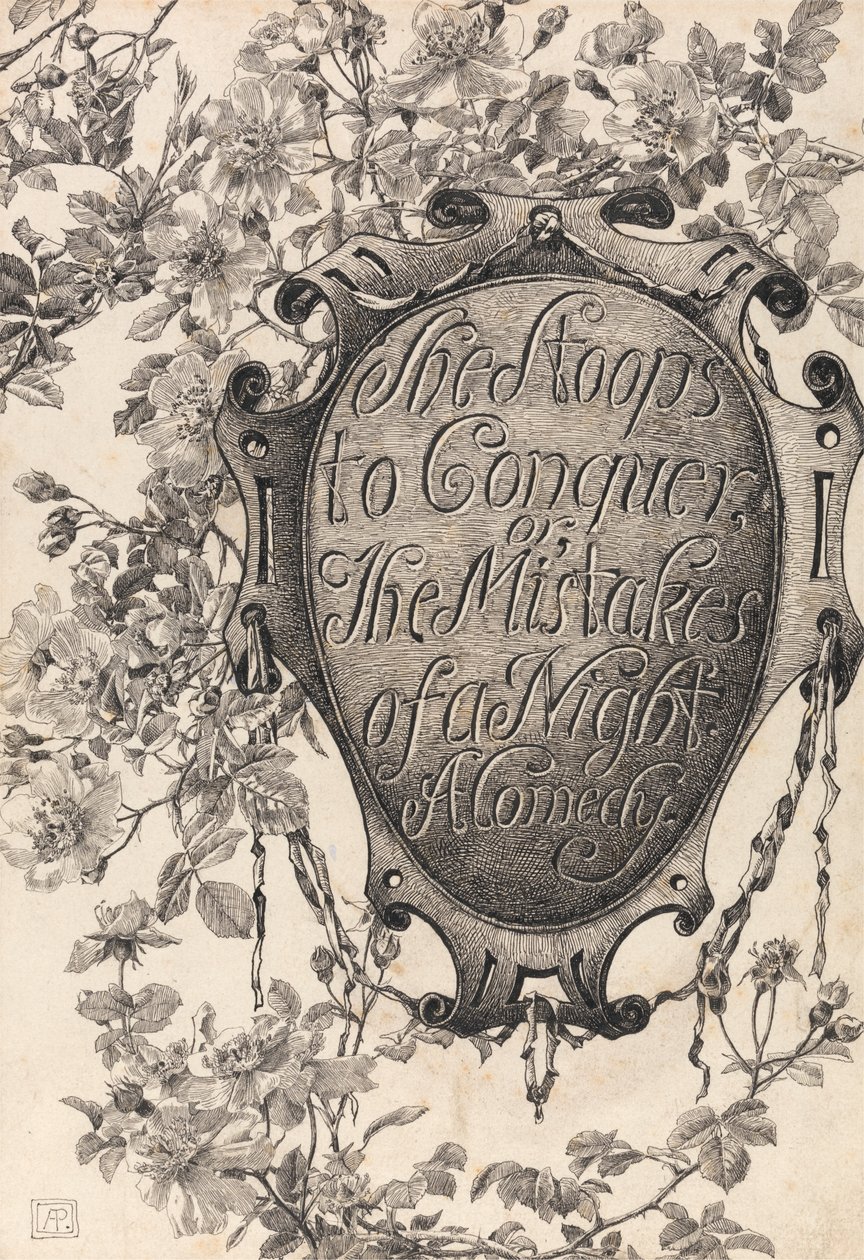 Titelsida från She Stoops to Conquer av Alfred Parsons