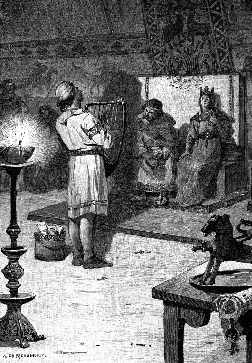 The minstrel Blondel, tidigt 1900-tal (illustration) av Alfred Paul Marie (after) Richemont
