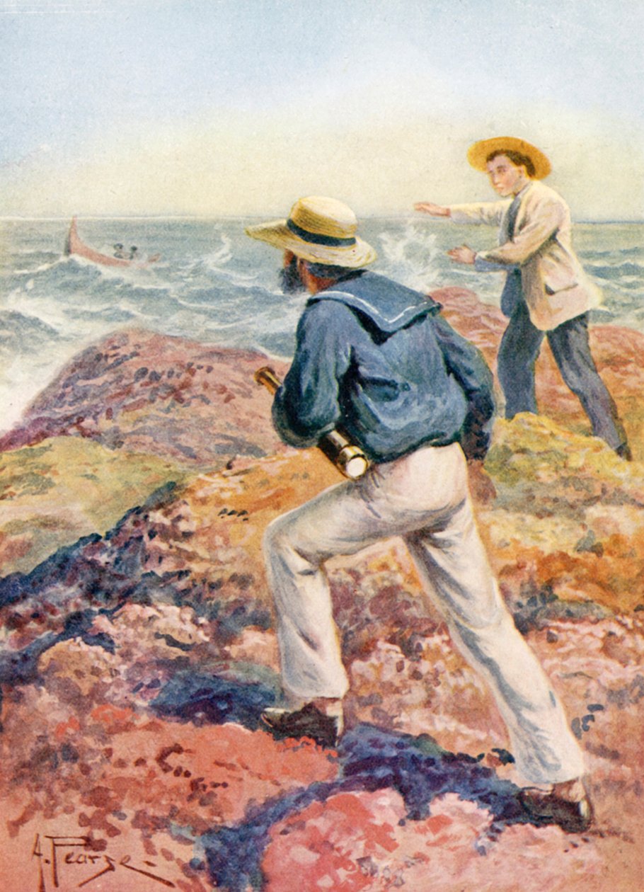 Båt ohoj (färglitografi) av Alfred Pearse