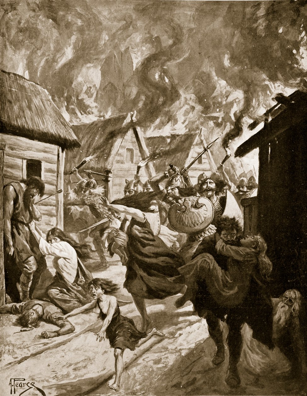 Canterbury Burned by the Danes, 851 AD, illustration från 