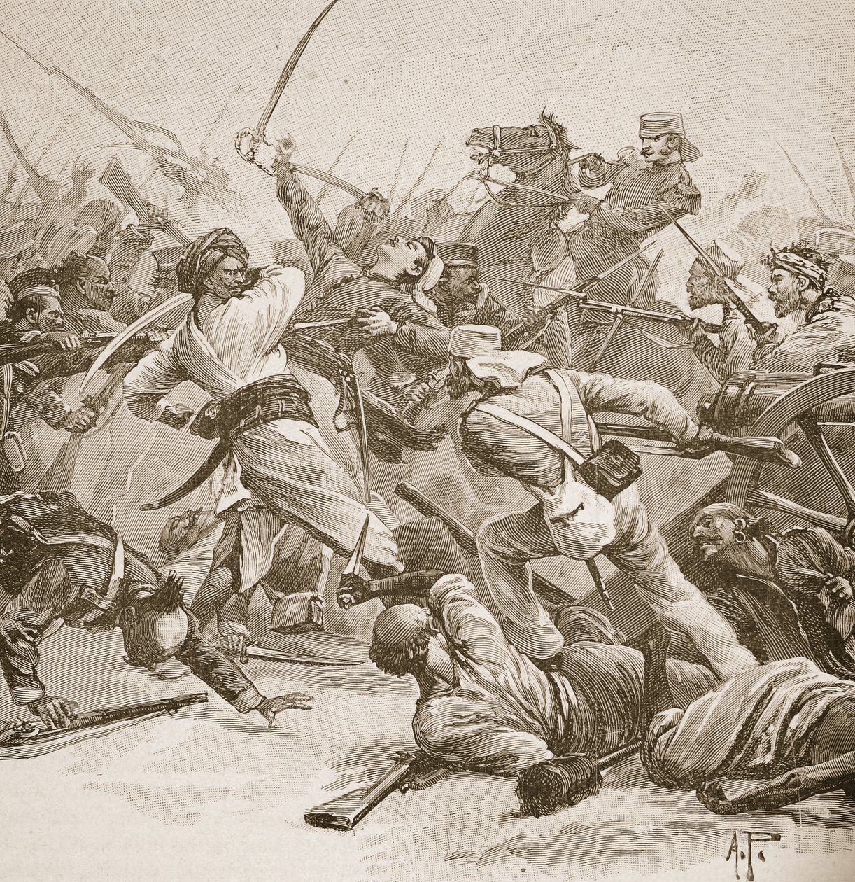 "Det var bajonett mot bajonett", illustration från "Battles of the Nineteenth Century" av Archibald Forbes, G.A. Henty och major Arthur Griffiths. av Alfred Pearse