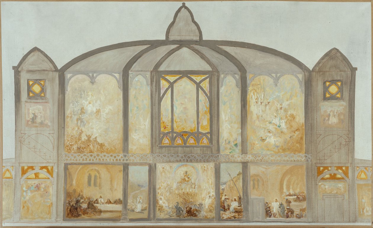 Skiss till kyrkan Saint-Jean de Montmartre, ca 1900 (olja) av Alfred Plauzeau