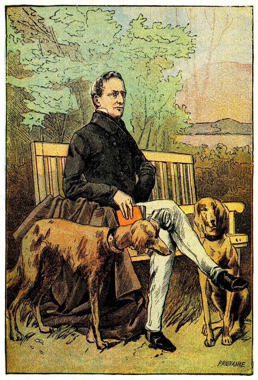 Poeten Alphonse de Lamartine med sina hundar av Alfred Prunaire