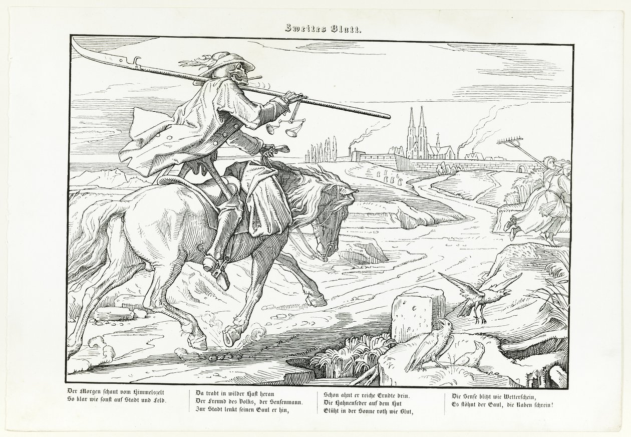 Också en dödsdans, plattan II av Alfred Rethel