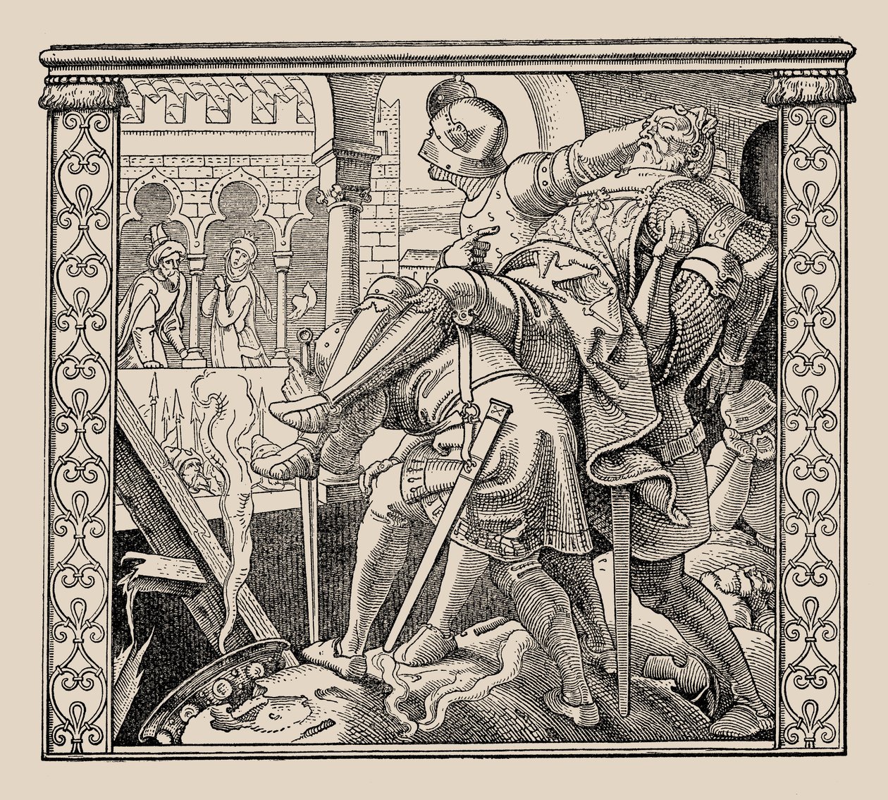 Die Nibelungen. Hur Rudigers kår presenteras för Krimhild, 1840-1841. av Alfred Rethel