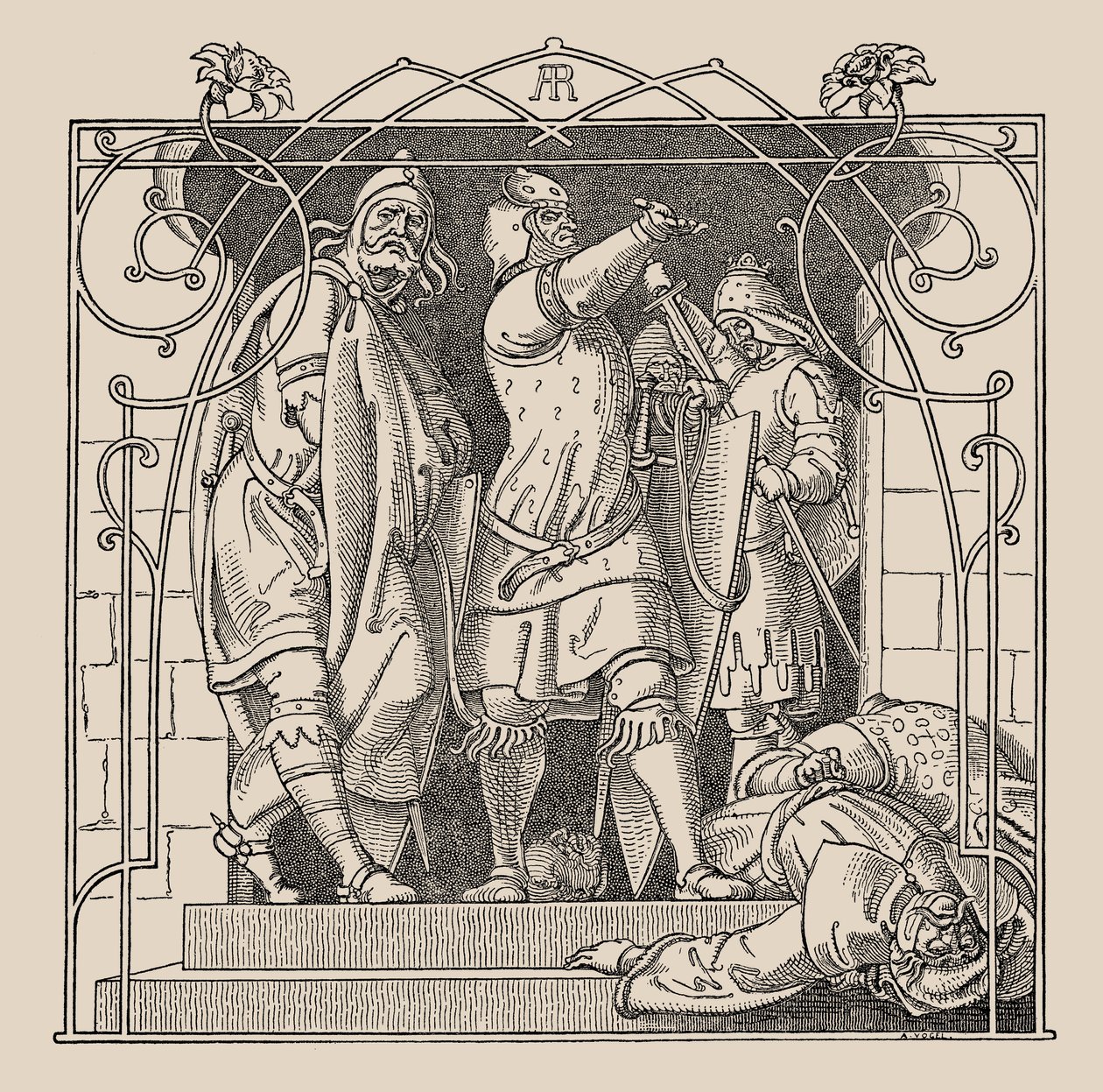 Die Nibelungen. Hur de kastade ner de döda ur salen, 1840-1841. av Alfred Rethel
