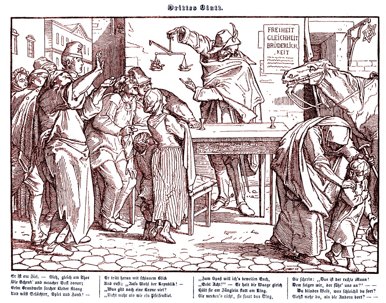 Totentanz 1848: Döden bevisar att alla människor är lika av Alfred Rethel