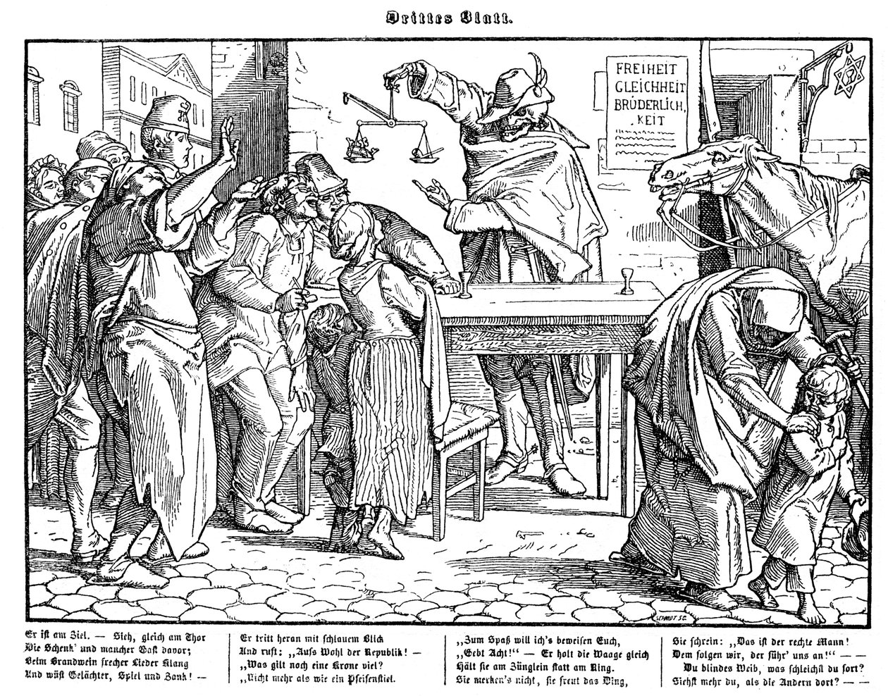 Totentanz 1848: Döden bevisar att alla människor är lika av Alfred Rethel