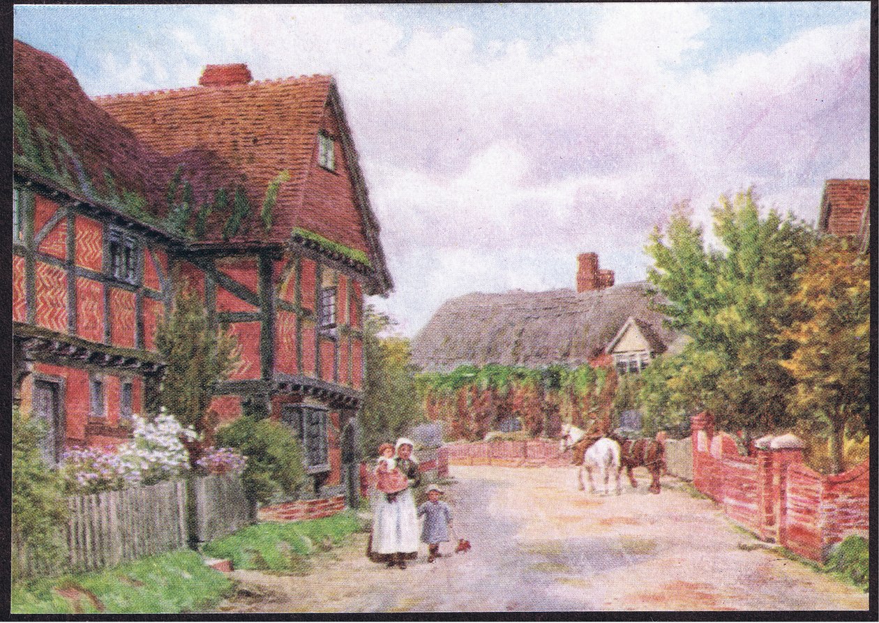 Stugor i East Hagbourne, från The Cottages and the Village Life of Rural England utgiven av Dent & Sons Limited, 1912 av Alfred Robert Quinton