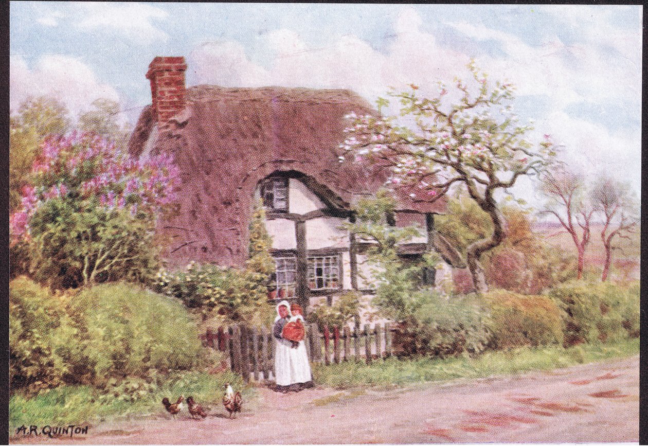 Lilac and Apple Blossoms, Harvington, Worcester, från The Cottages and the Village Life of Rural England publicerad av Dent & Sons Limited, 1912 av Alfred Robert Quinton