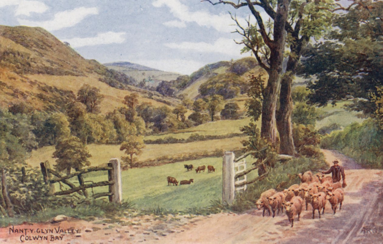 Nant Y Glyn Valley, Colwyn Bay (färglitografi) av Alfred Robert Quinton