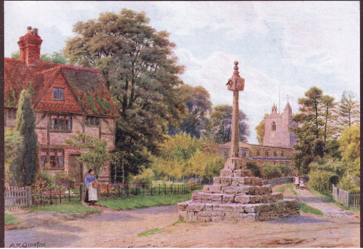 The Cross, East Hagbourne, Berkshire, från The Cottages and the Village Life of Rural England publicerad av Dent & Sons Limited, 1912 av Alfred Robert Quinton