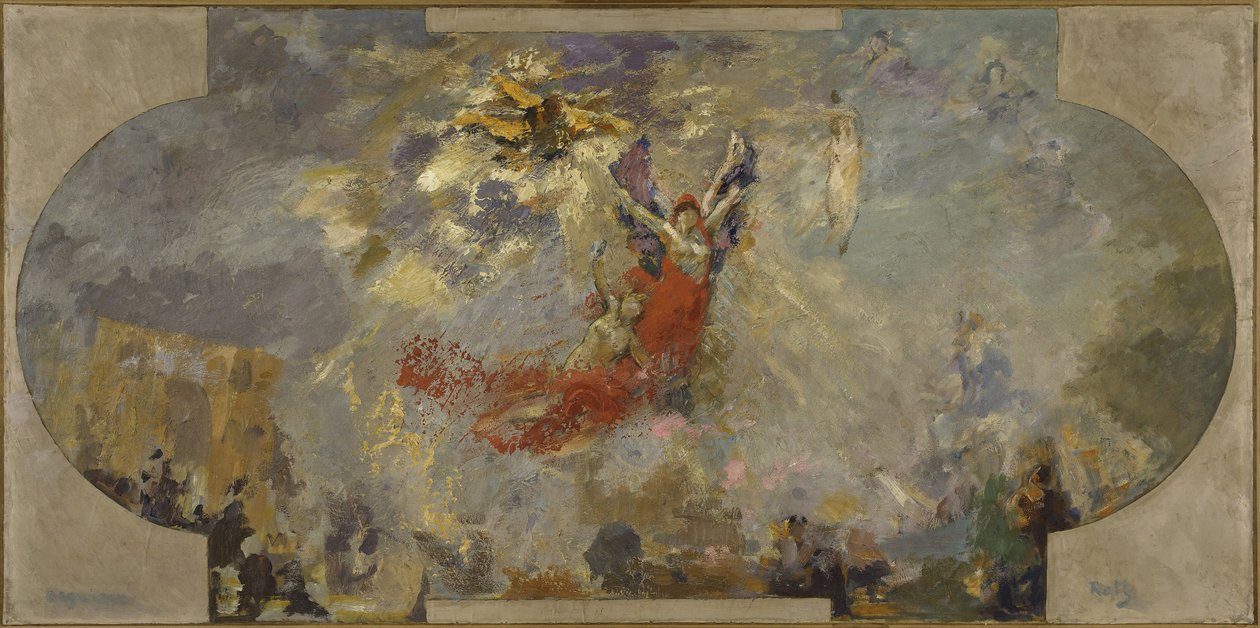 Skiss för Petit Palais, södra galleriet: Apotheosis (centralt tak), mellan 1906 och 1913 (olja på duk på trä) av Alfred Roll