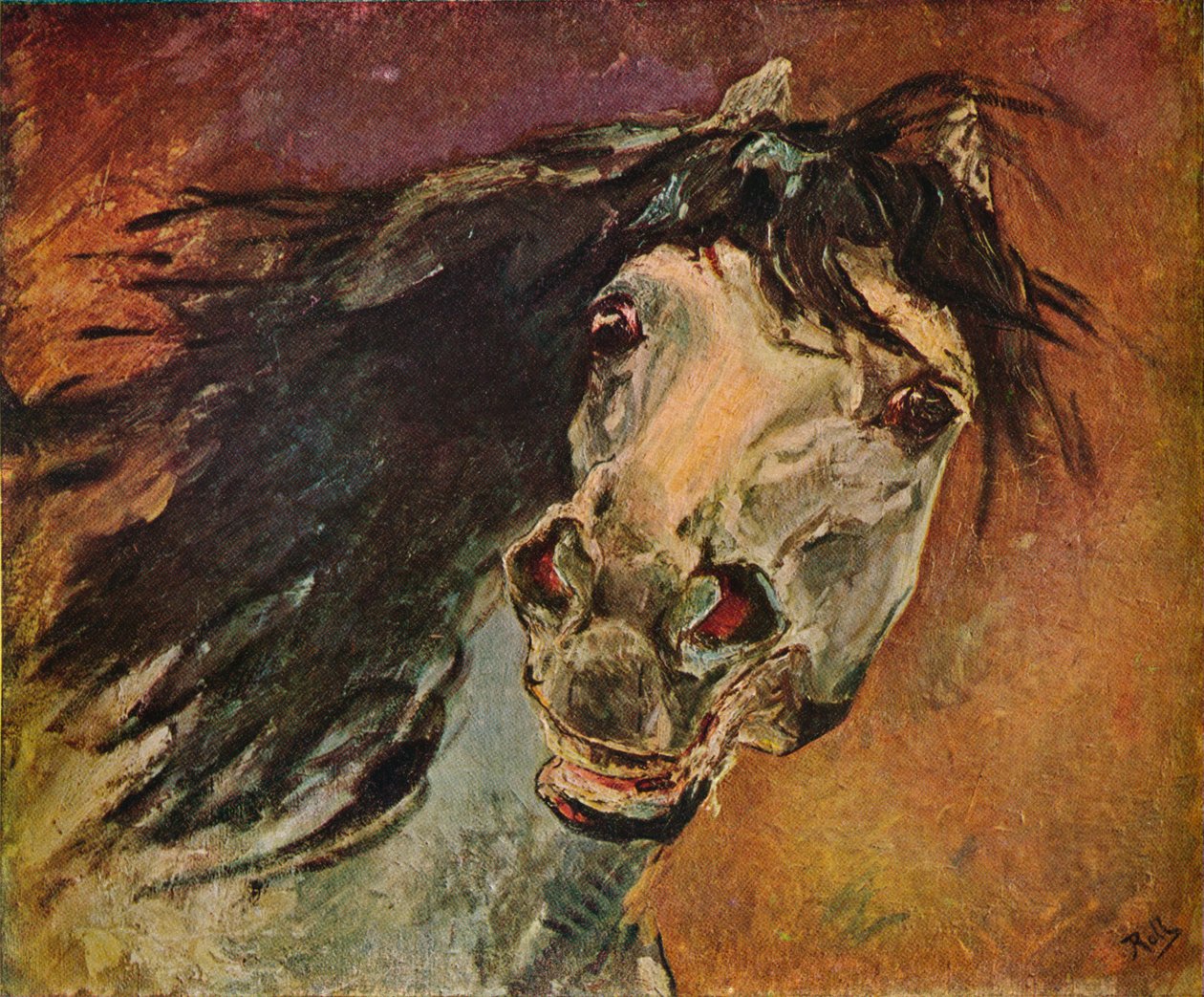 Andalusisk hästhuvud, c1910 av Alfred Roll