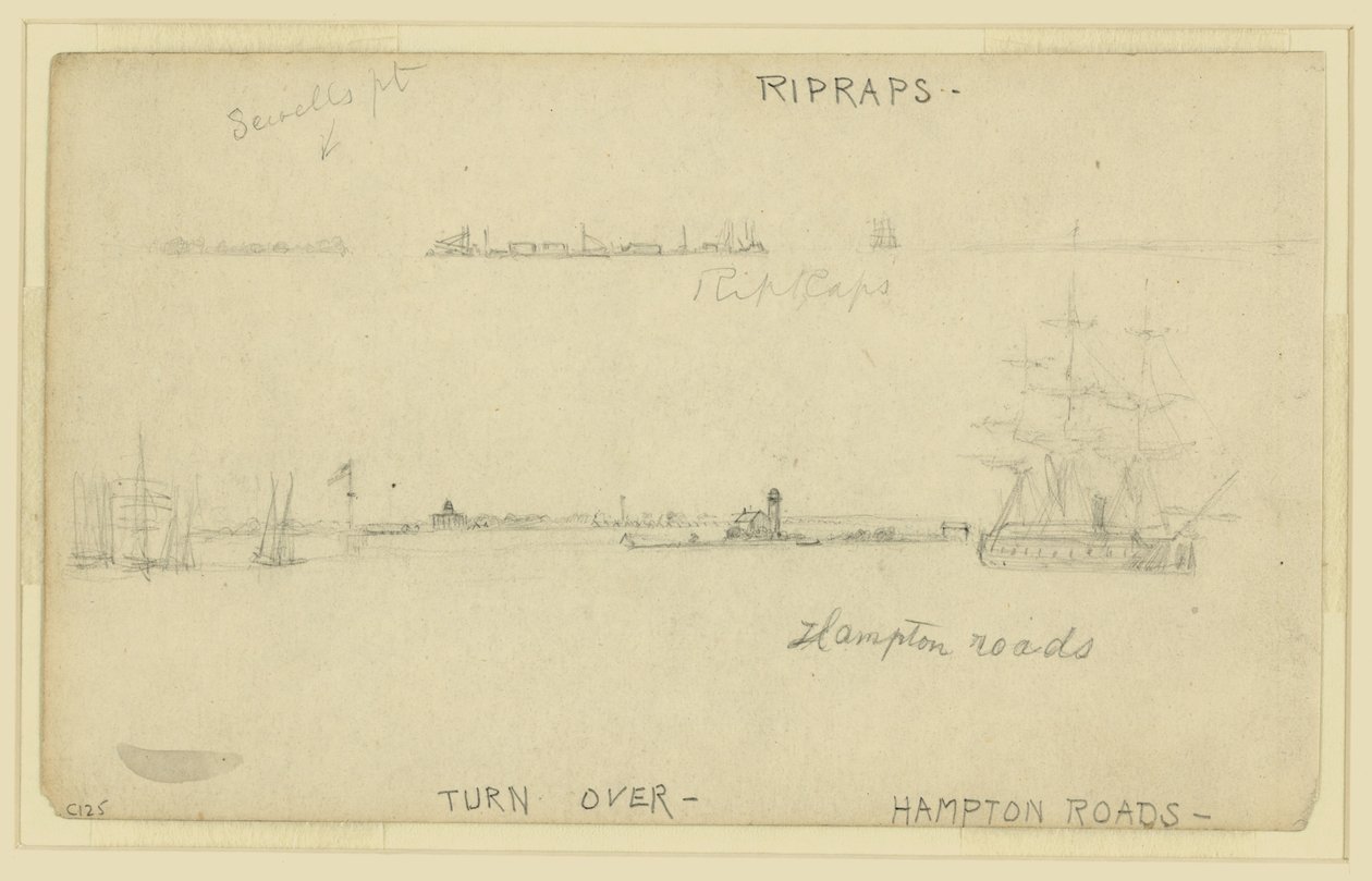 Ripraps. (och) Hampton Roads av Alfred Rudolph Waud
