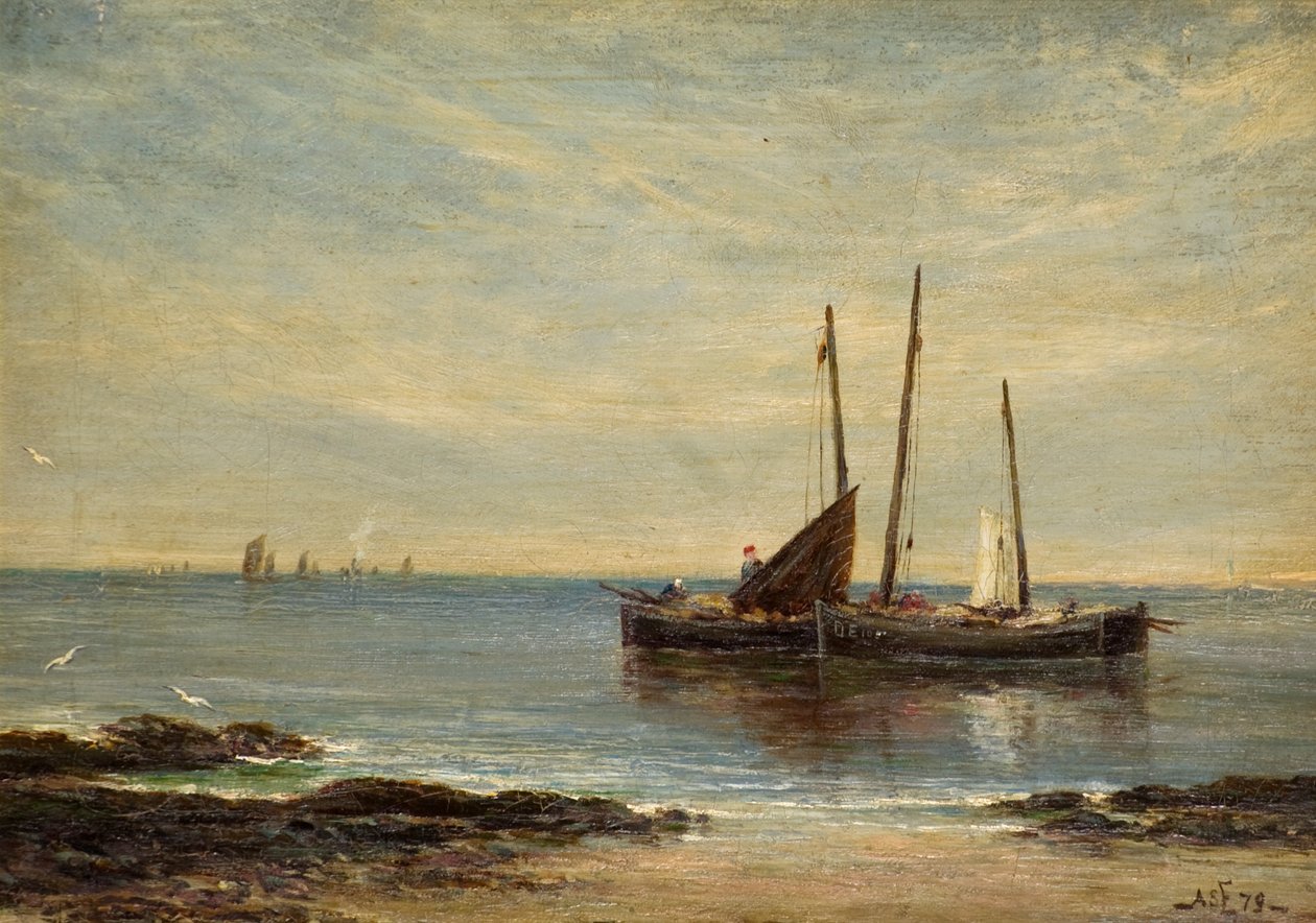 Fiskebåtar vid mynningen av Tay av Alfred Sanderson Edward