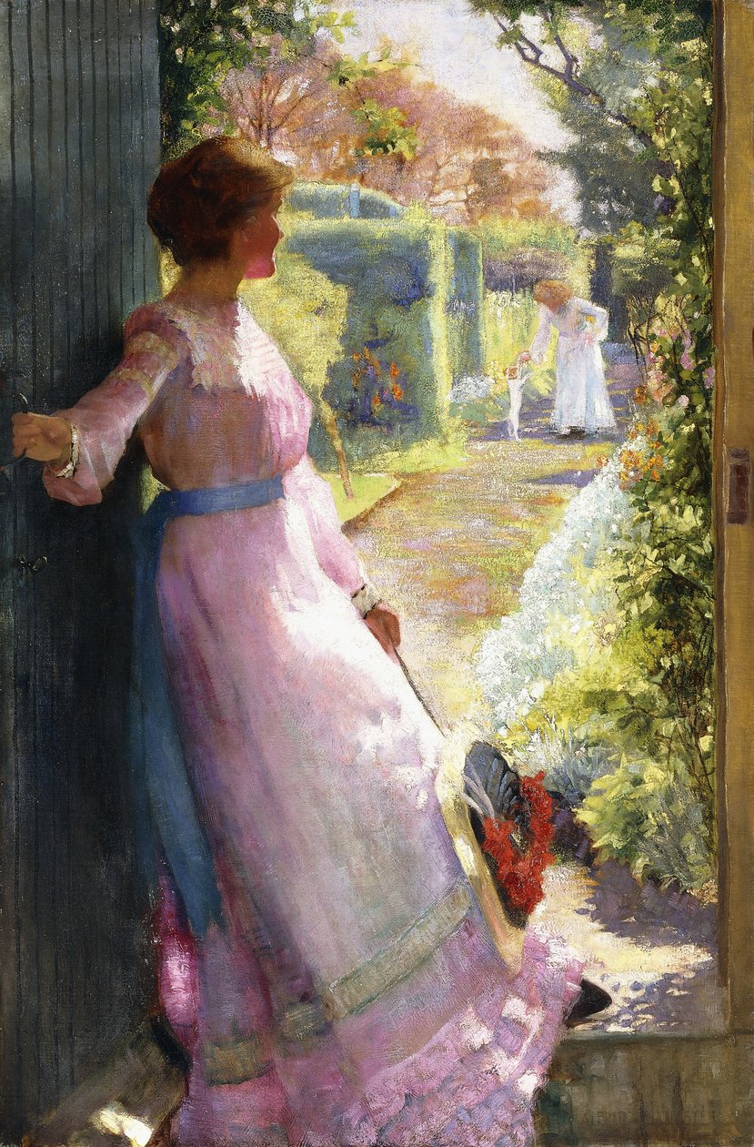 Konstnärens fru välkomnar sin syster Hebe till Tea av Alfred Sangster