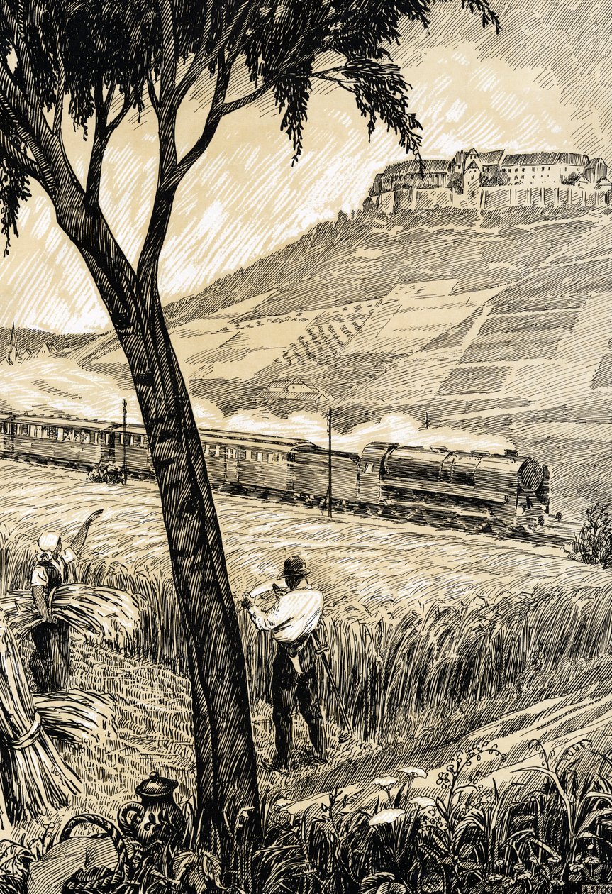 German Railways - Tåg på landsbygden i Freyburg av Alfred Seckelmann