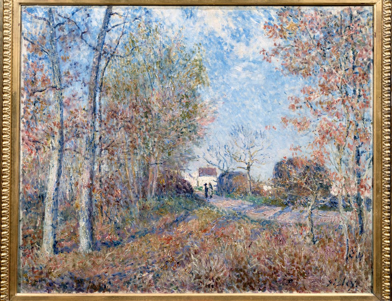 Ett hörn av trä med sabloner eller vägen till trämalmen (skogskanten av Fontainebleau, nära Moret-sur-Loing) Målning av Alfred Sisley (1839-1899) 1883 Dim. 0,6x0,73 m Paris, musee d