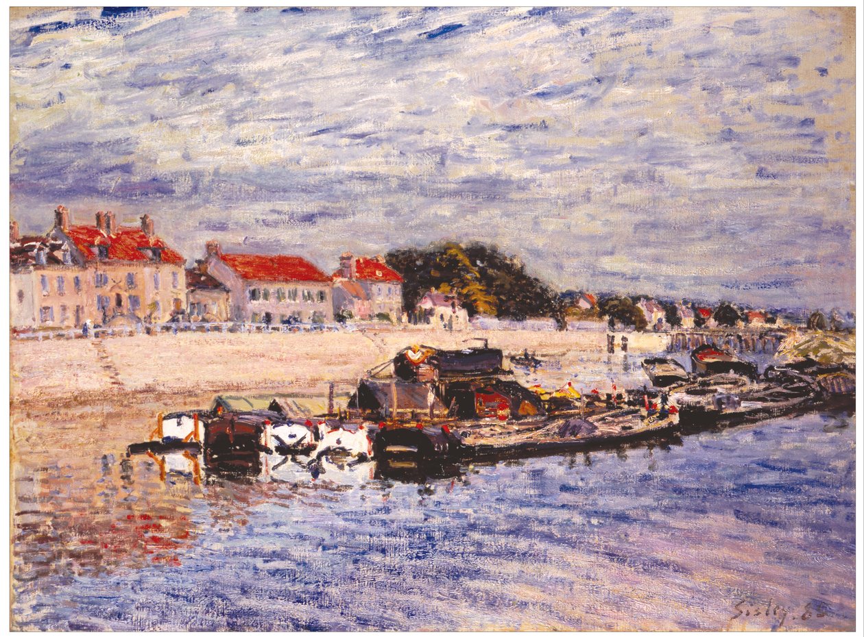 Pråmar på Loing vid Saint-Mammès av Alfred Sisley