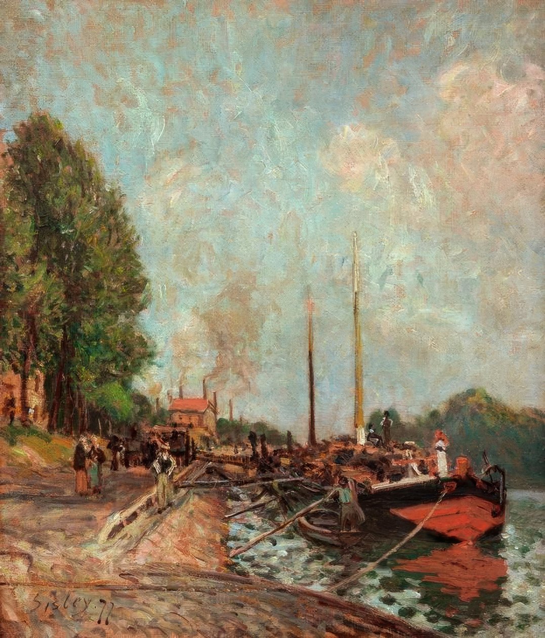 Barke i Billancourt av Alfred Sisley
