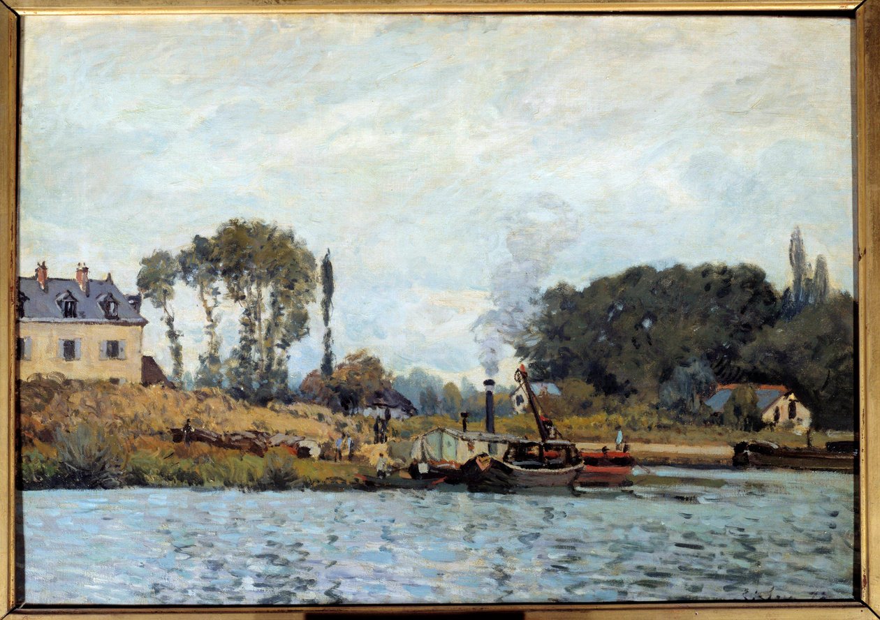 Båt vid Bougivalslussen Målning av Alfred Sisley (1839-1899) 1873 Sön. 0,46x0,65 m Paris, musee d