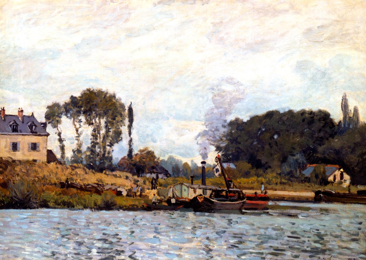 Båtar på kanalen, 1873 av Alfred Sisley
