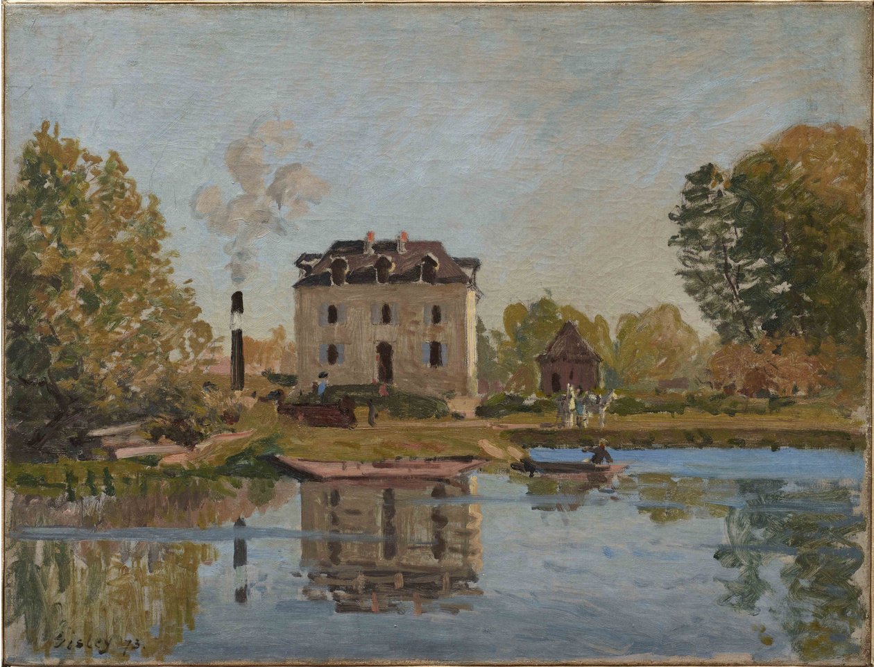 Fabrik vid Seine-stranden, Bougival av Alfred Sisley
